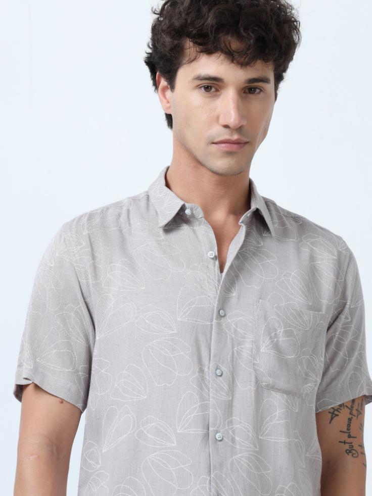 Pearl Grey Outline Print Shirt