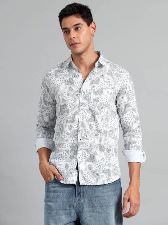 Paisley White Print Shirt