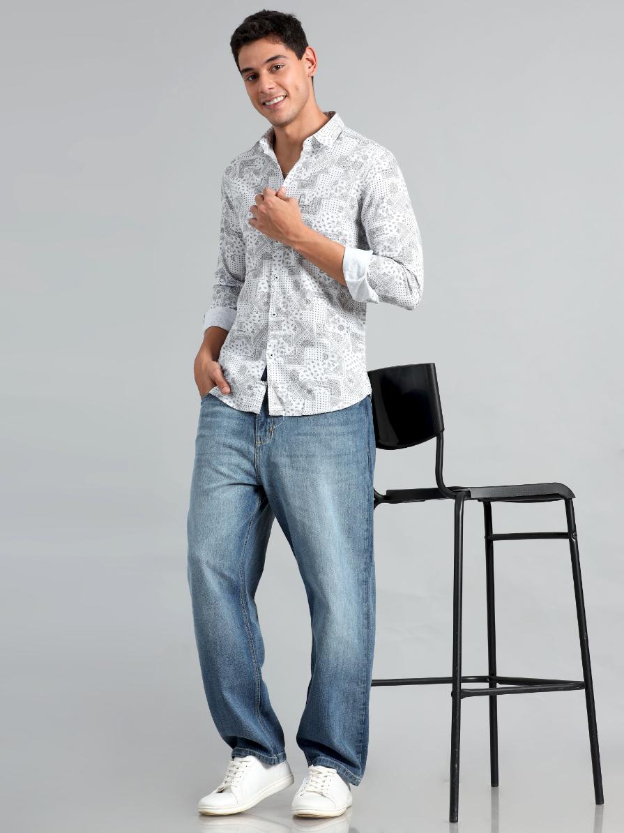 Paisley White Print Shirt