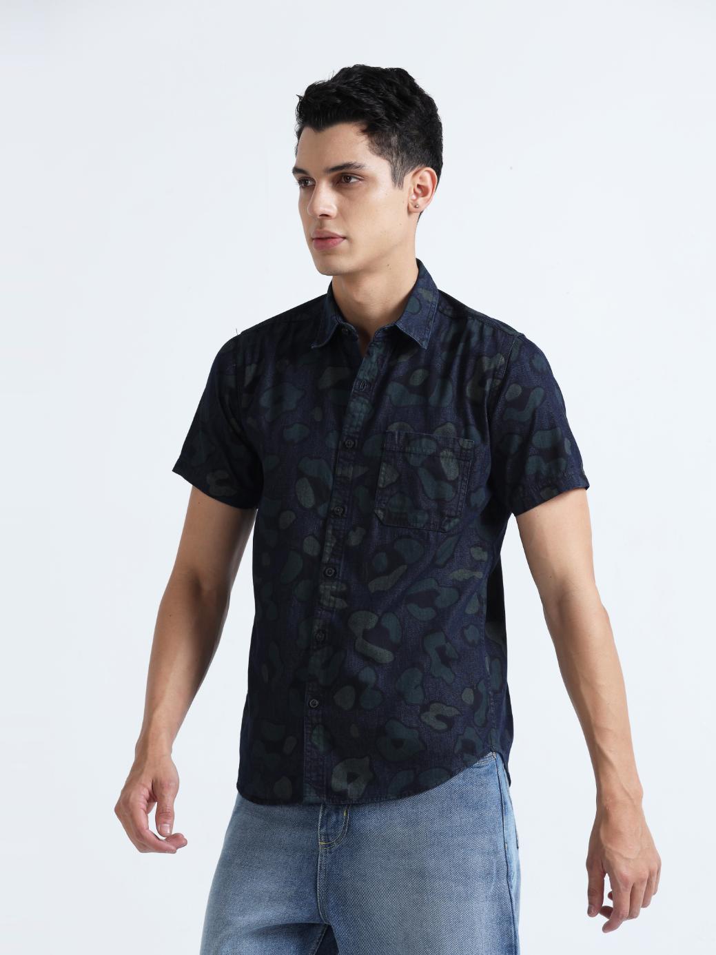 Puddle Patterned Denim Shirt