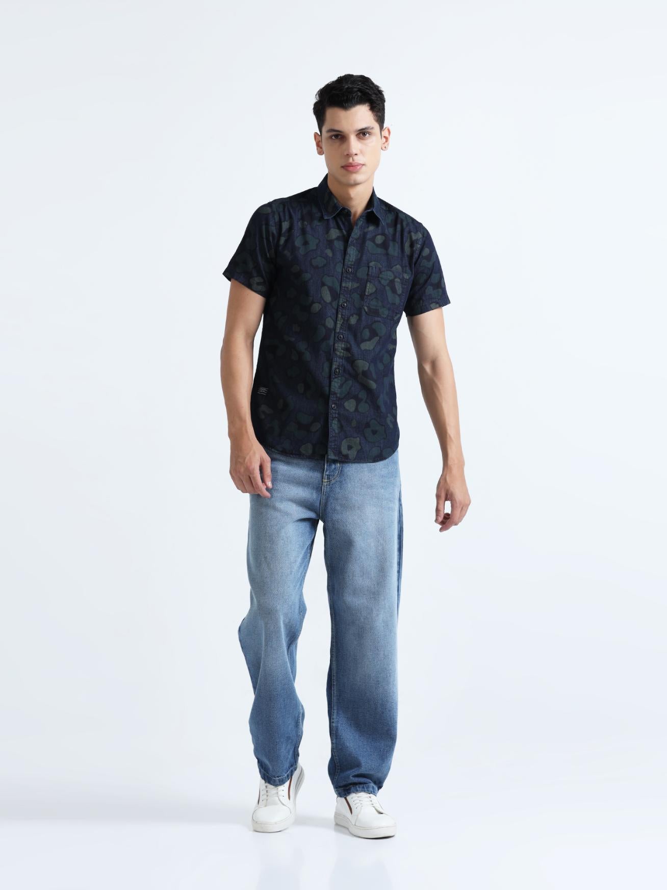 Puddle Patterned Denim Shirt
