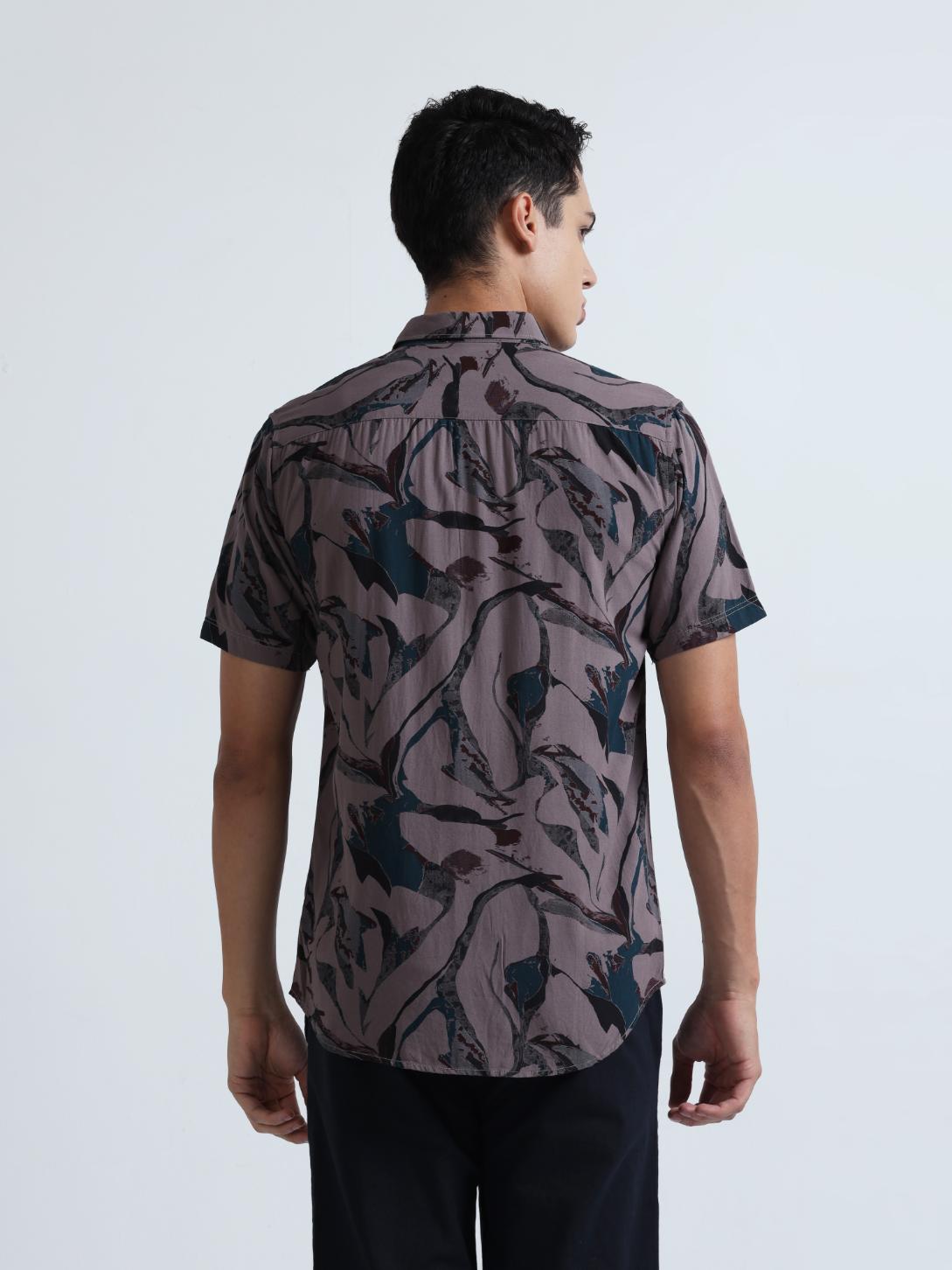 Lead Grey Abstract Print Shirt