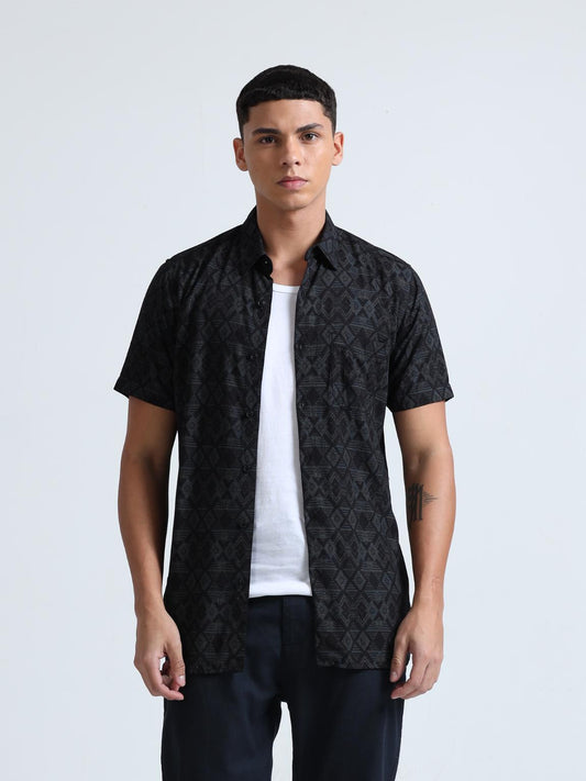 Black Rhombus Pattern Shirt