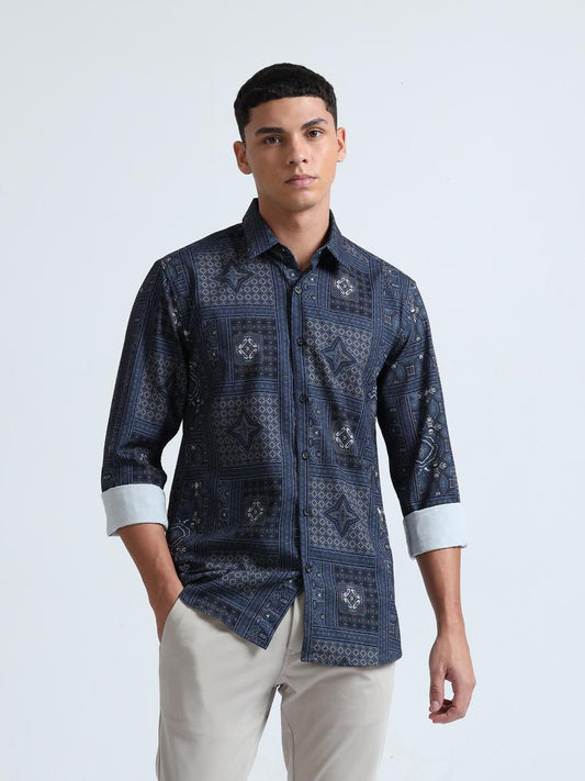 Mosaic Art Blue Shirt