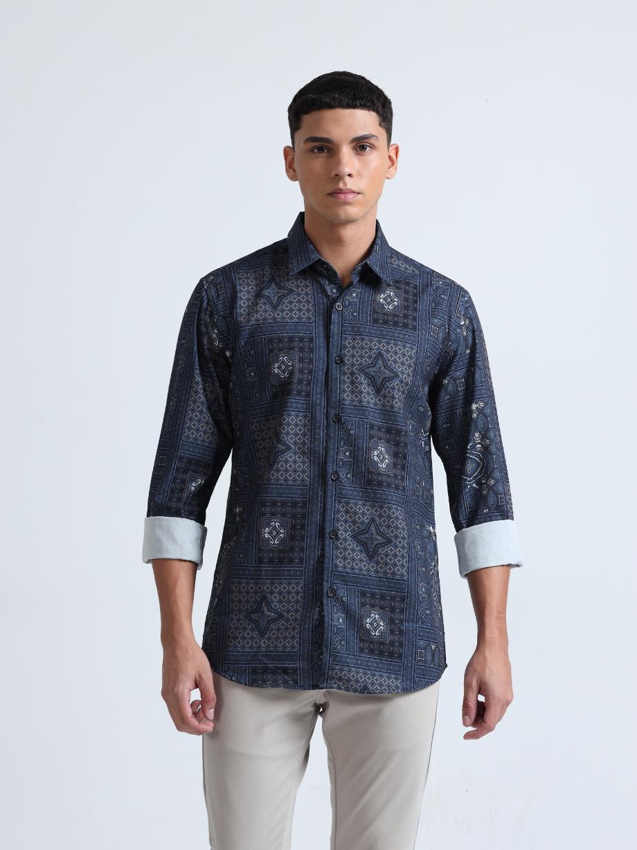 Mosaic Art Blue Shirt
