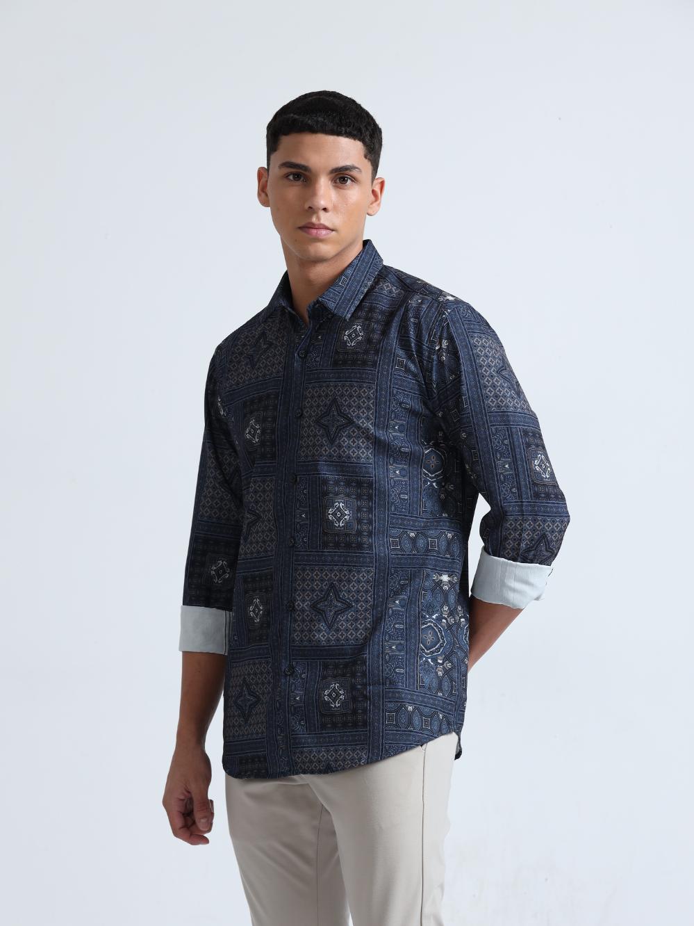 Mosaic Art Blue Shirt
